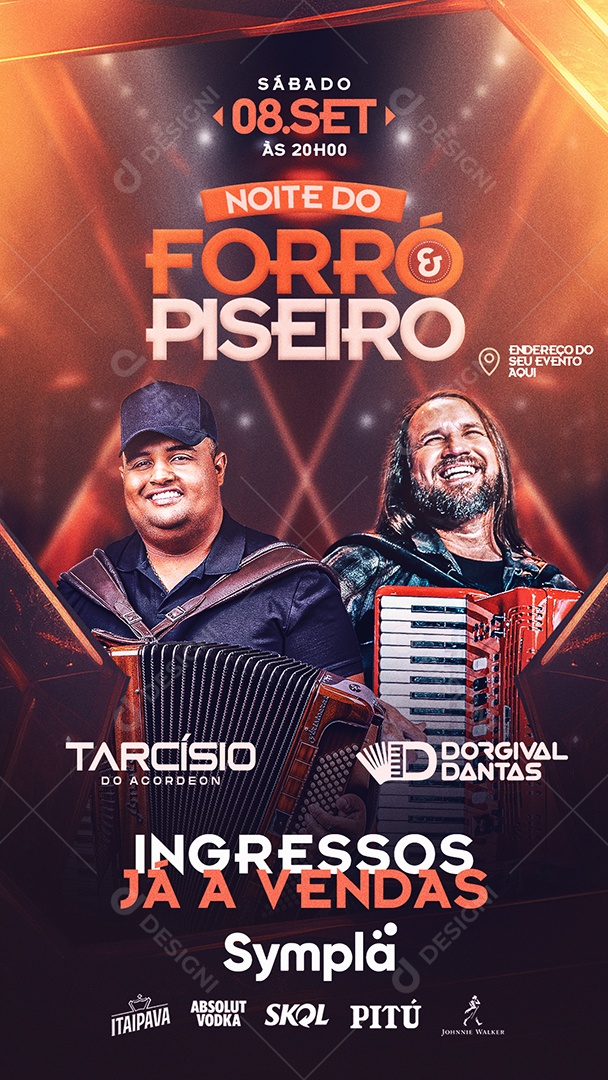 Flyer Story Noite Do Forró e Piseiro Social Media PSD Editável