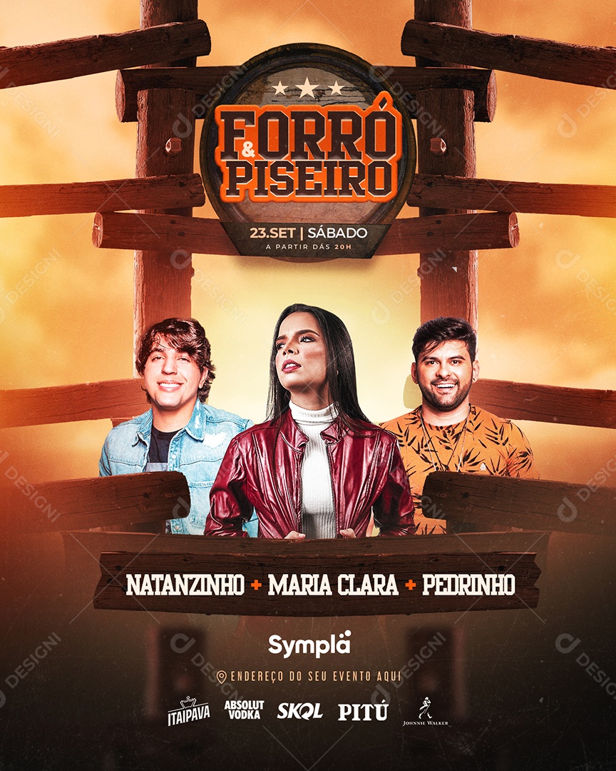 Social Media Feed Flyer Forró e Piseiro PSD Editável