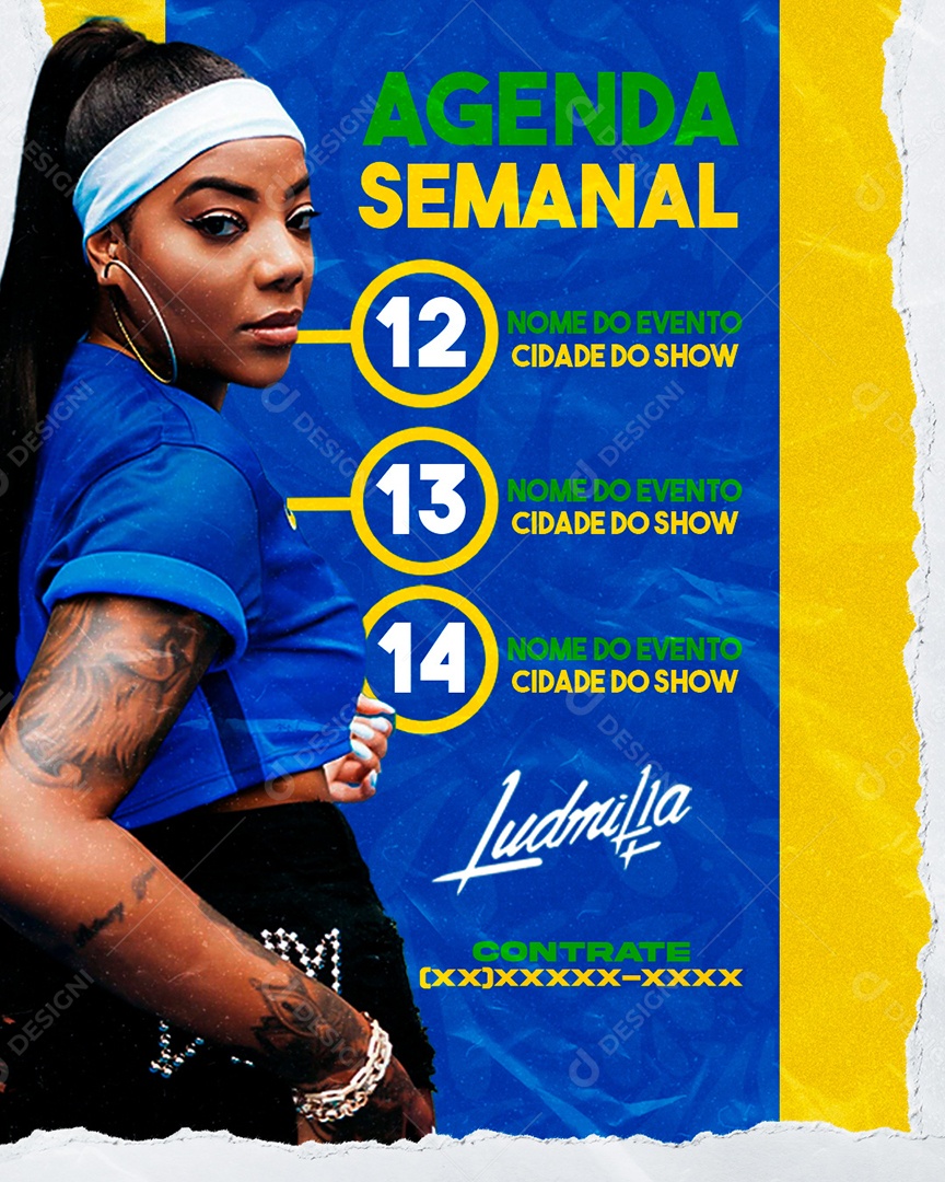 Social Media Flyer Feed Agenda Semanal Ludmilla PSD Editável