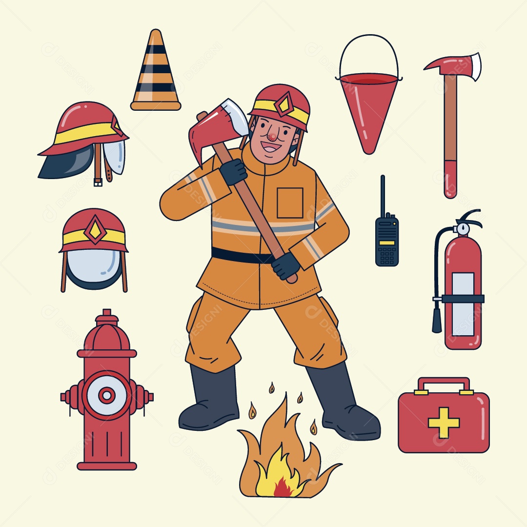 Bombeiro Ilustração Vetor EPS