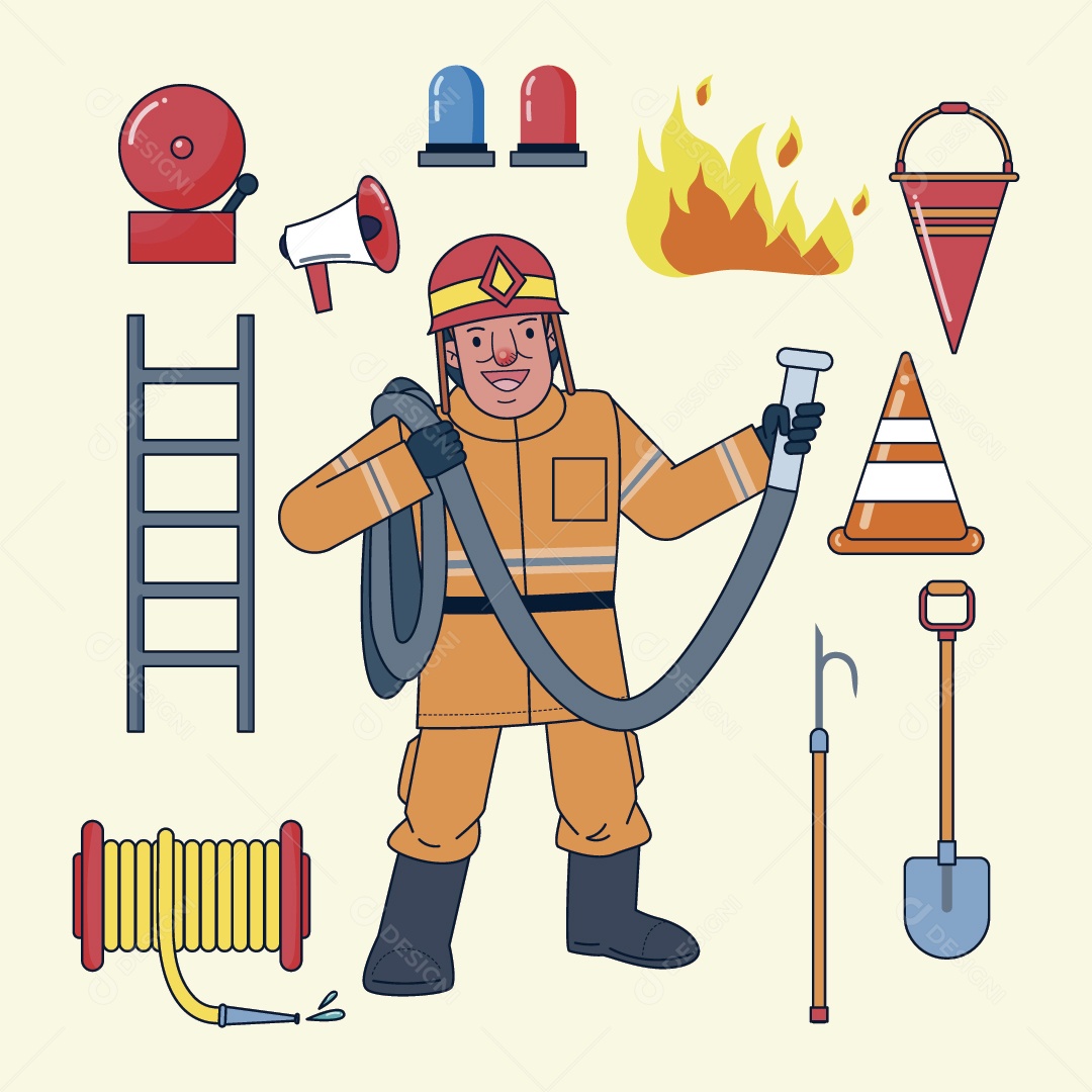 Bombeiro Ilustração Vetor EPS