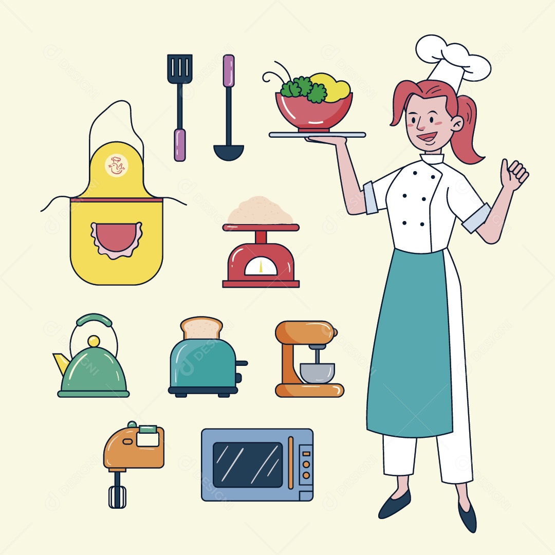 Cozinheira Ilustração Vetor EPS