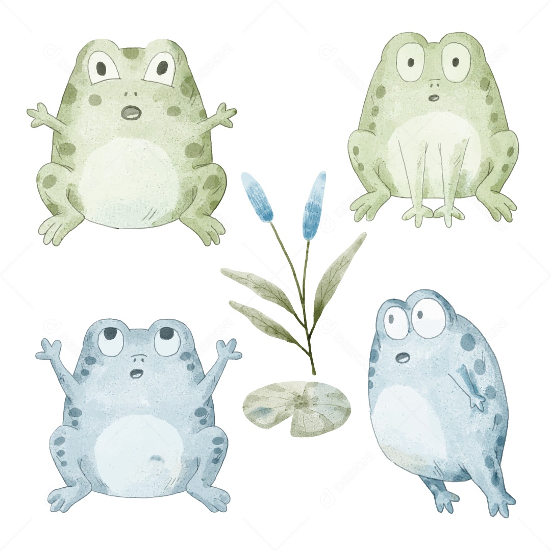 Sapo em Aquarela Ilustração Vetor EPS