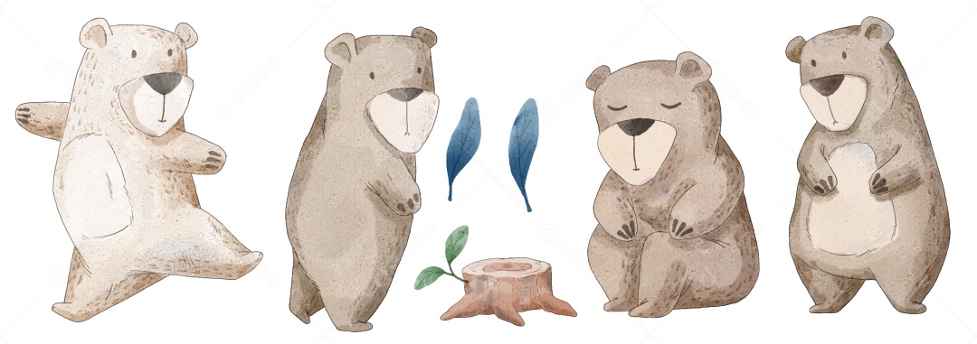 Urso em Aquarela Ilustração Vetor EPS