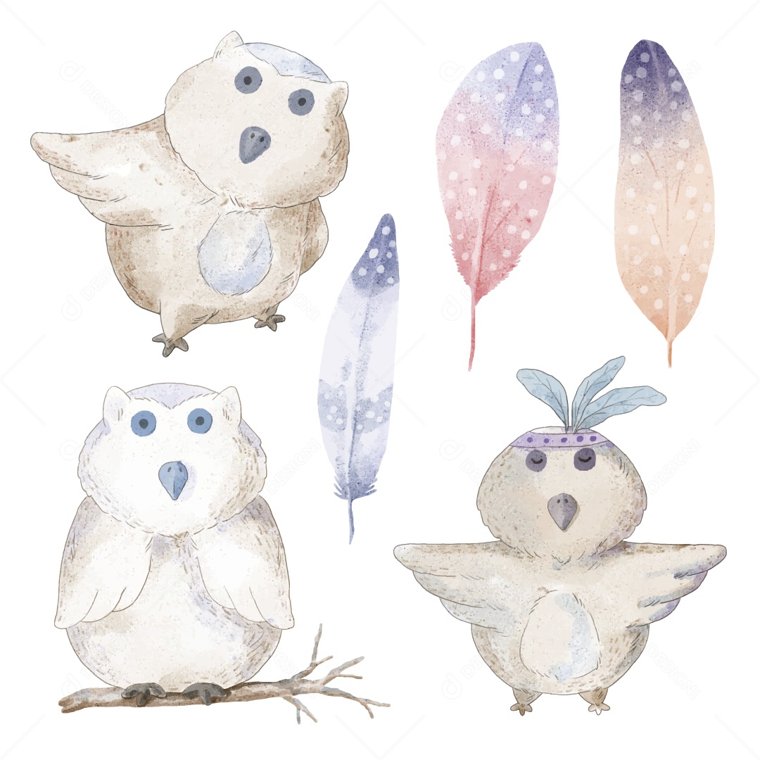 Pássaro em Aquarela Ilustração Vetor EPS