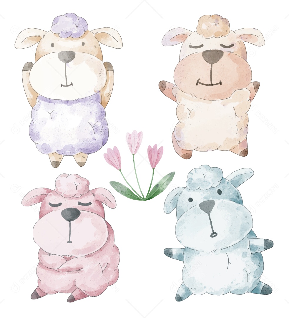 Ovelha Aquarela Ilustração Vetor EPS