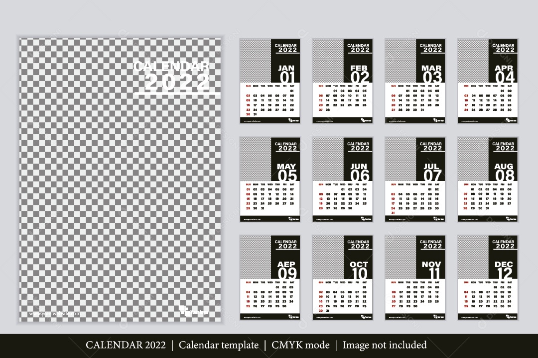 Modelo de Calendário Ilustração Vetor EPS Editavel