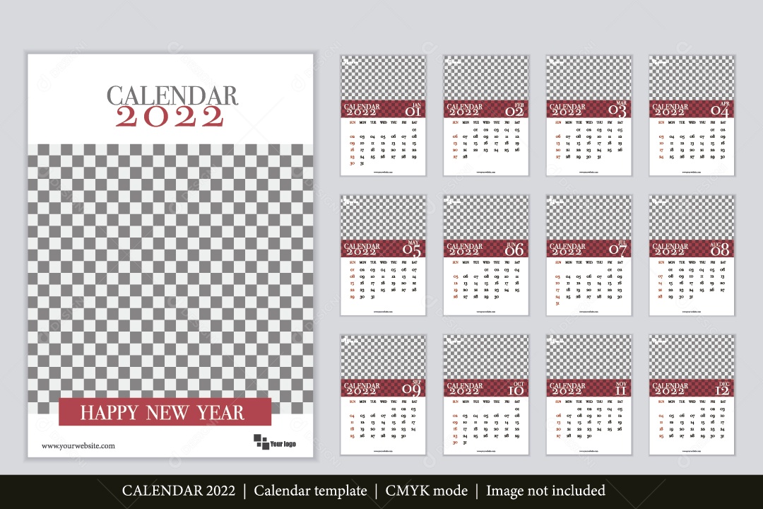 Modelo de Calendário Ilustração Vetor EPS Editavel