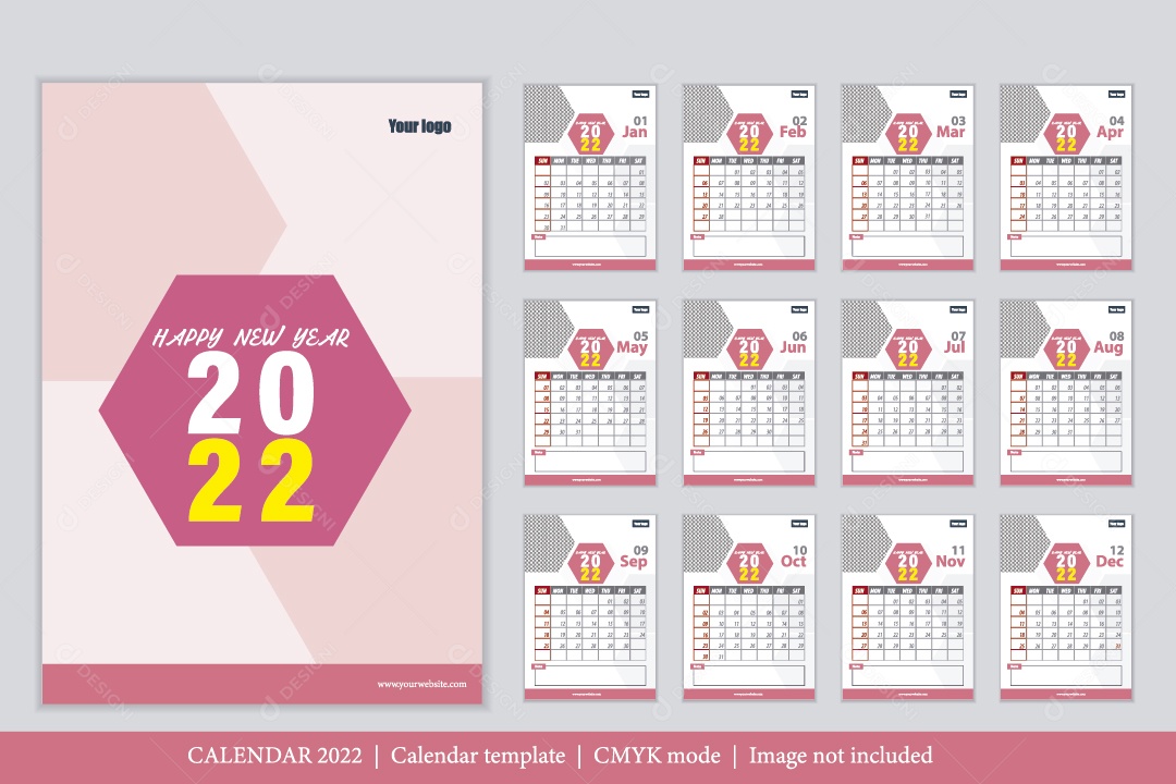 Modelo de Calendário Ilustração Vetor EPS Editavel