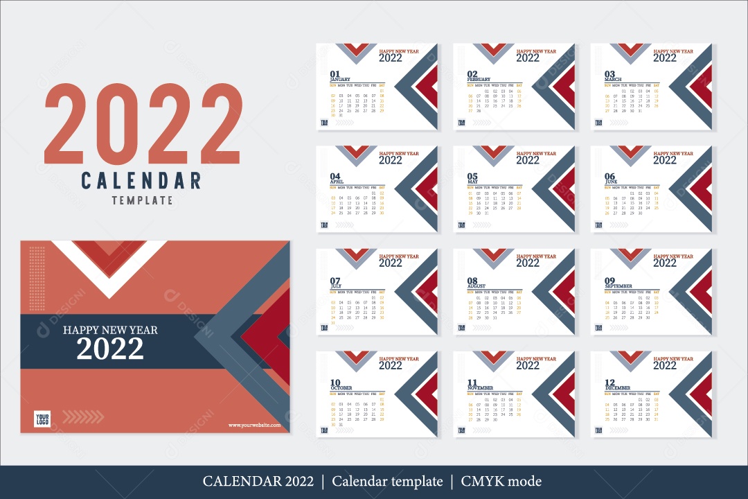 Modelo de Calendário Ilustração Vetor EPS Editavel