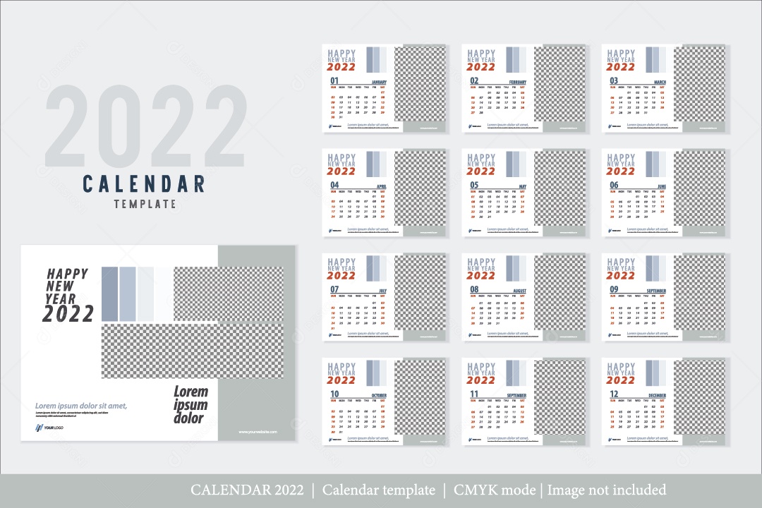 Modelo de Calendário Ilustração Vetor EPS Editavel