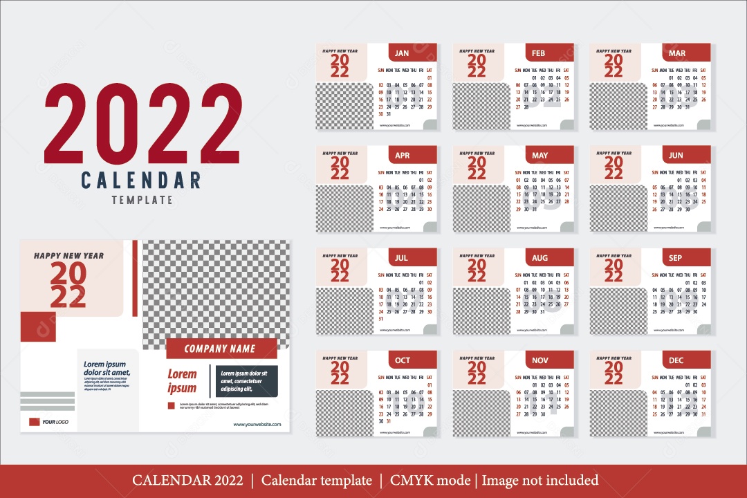 Modelo de Calendário Ilustração Vetor EPS Editavel