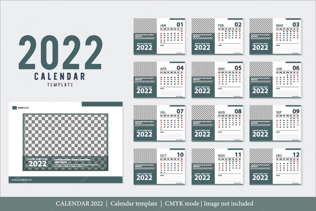 Modelo de Calendário Ilustração Vetor EPS Editavel