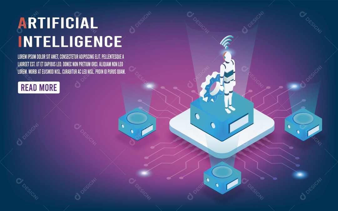 Inteligência Artificial Ilustração Vetor EPS
