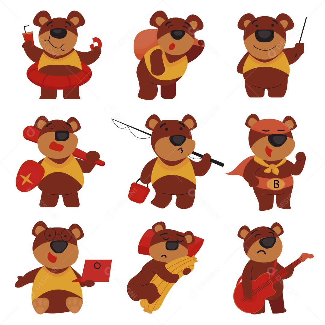 Urso Pardo Personagem Ilustração Vetor EPS