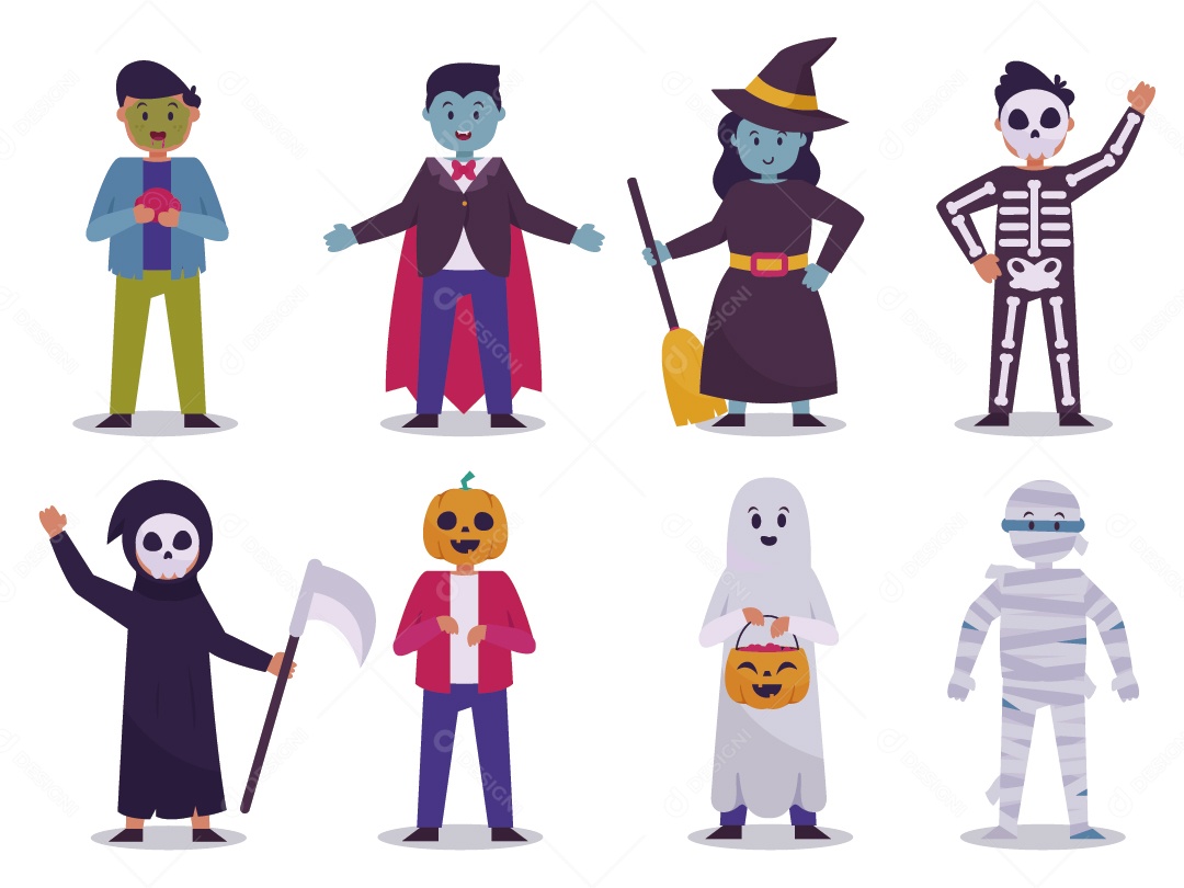 Personagens do Halloween Ilustração Vetor EPS