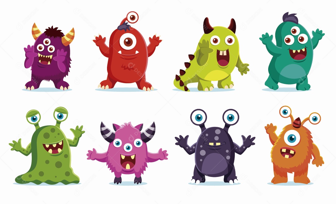 Monstros Personagem Ilustração Vetor EPS