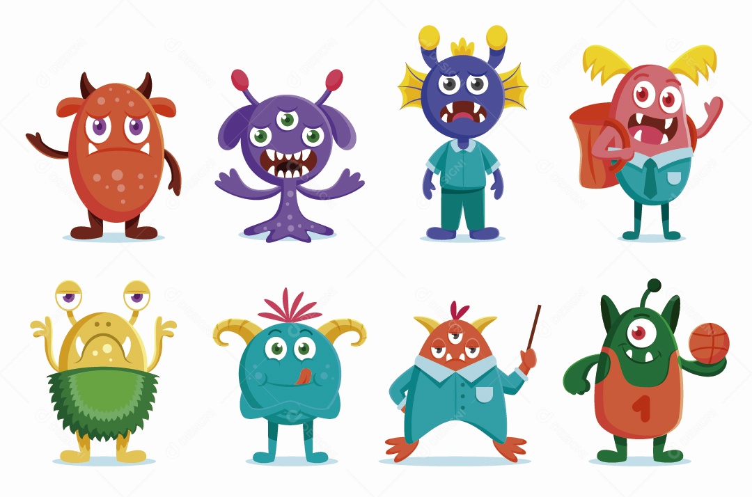 Monstros Personagem Ilustração Vetor EPS