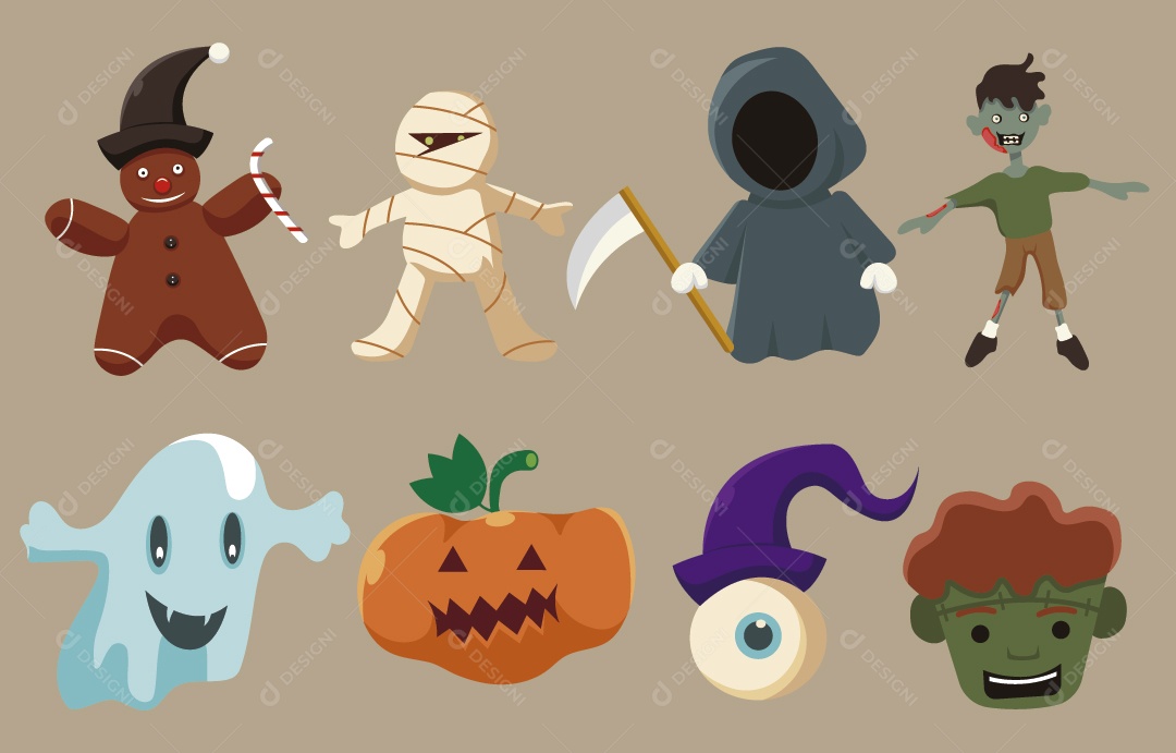 Monstros do Halloween Ilustração Vetor EPS