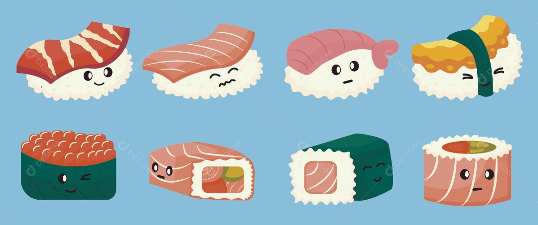 Comida Japonesa Ilustração Vetor EPS