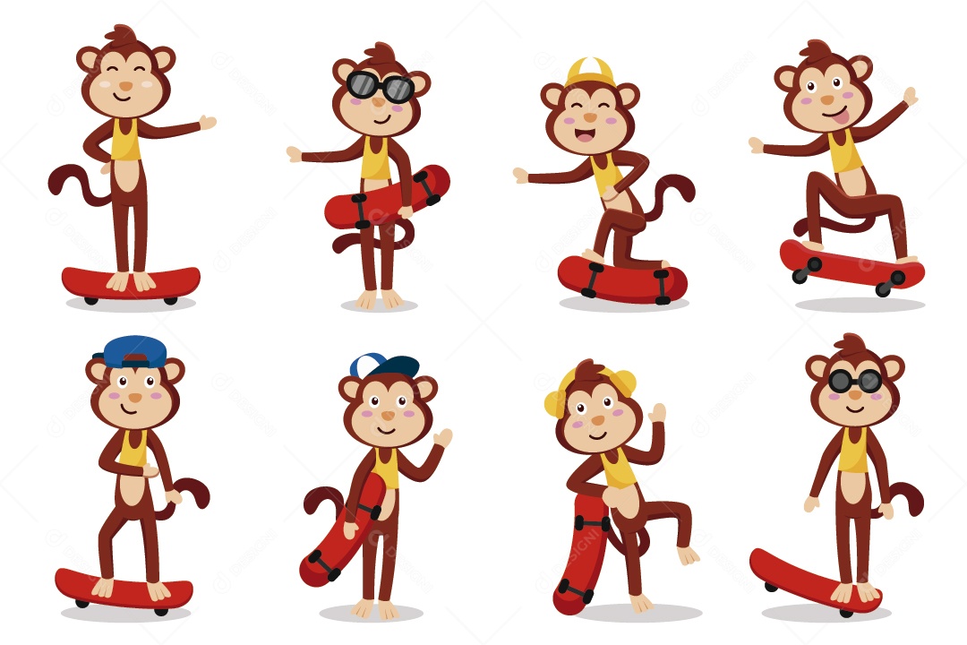 Macaco Skatista Ilustração Vetor EPS