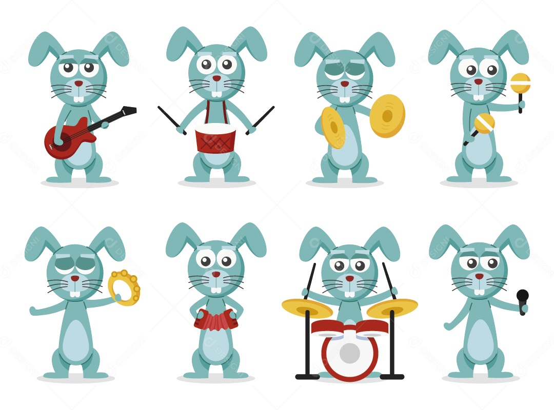 Coelho Musico Ilustração Vetor EPS