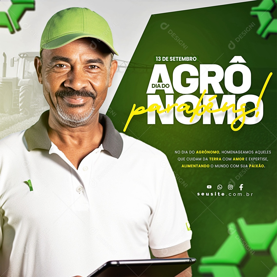 Social Media Cuidam Da Terra Com Amor Dia Do Agrônomo PSD Editável