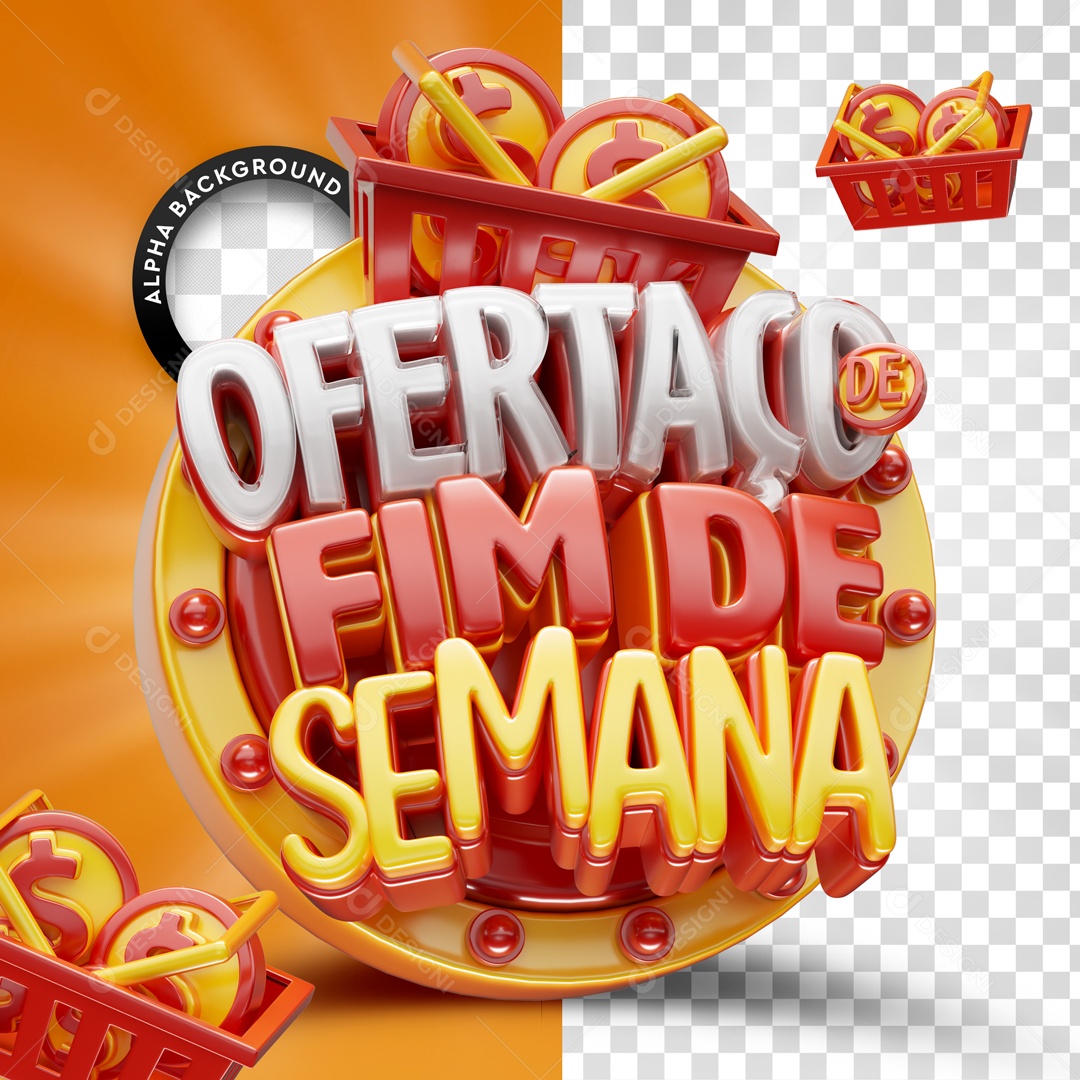 Selo 3D Ofertaço De Fim De Semana Para Composição PSD