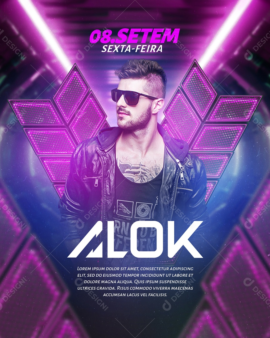 Flyer DJ Alok Social Media PSD Editável