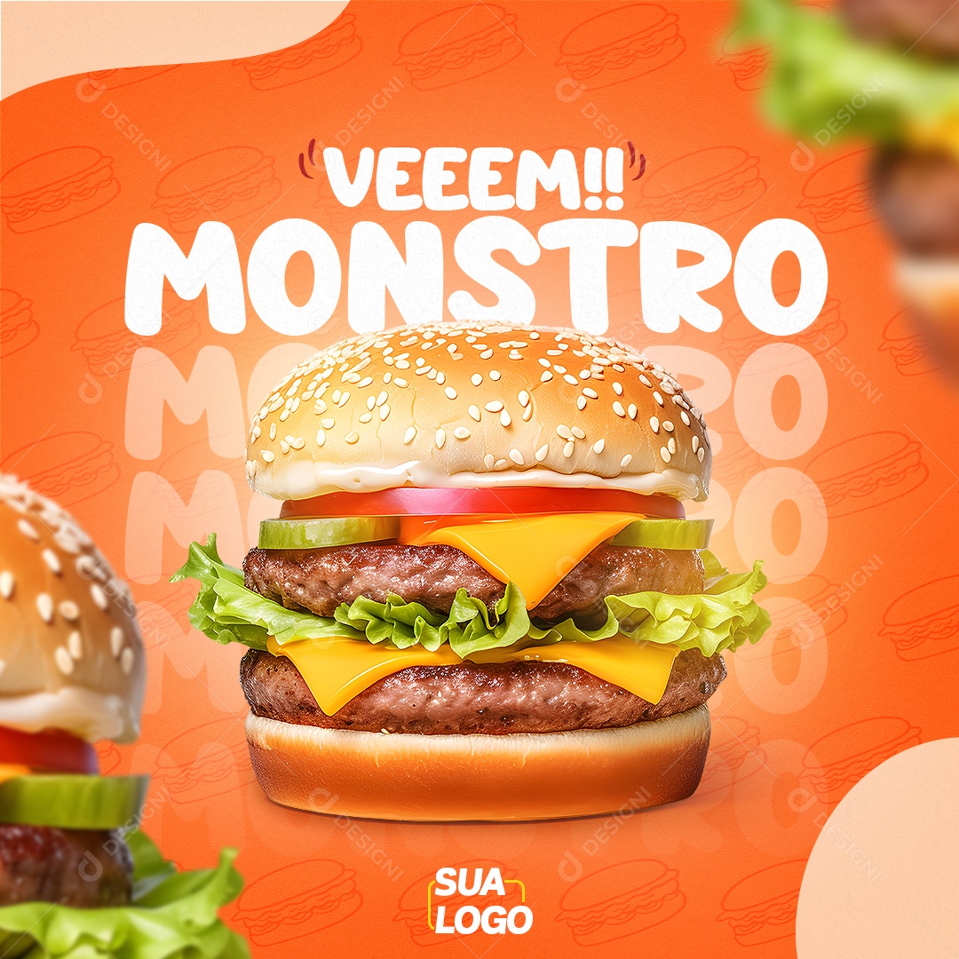 Hamburgueria Veeem Monstro Social Media PSD Editável