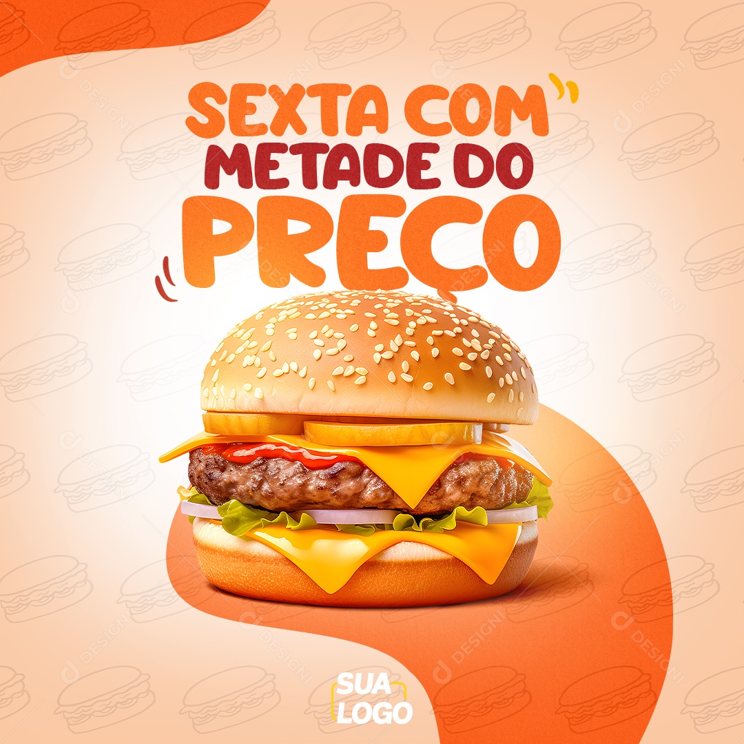 Hamburgueria Sexta com Metade do Preço Social Media PSD Editável