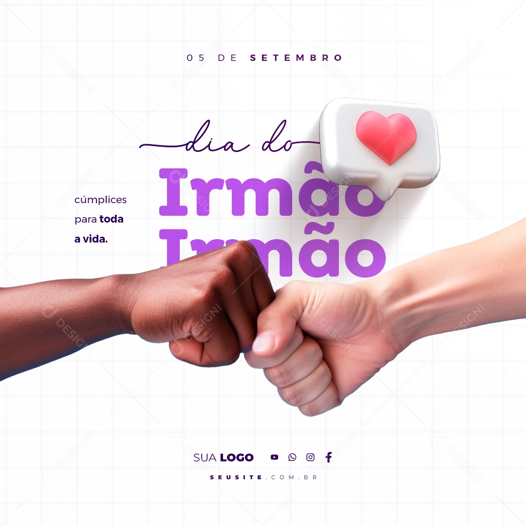 Dia do Irmão Cúmplices para toda a Vida Social Media PSD Editável