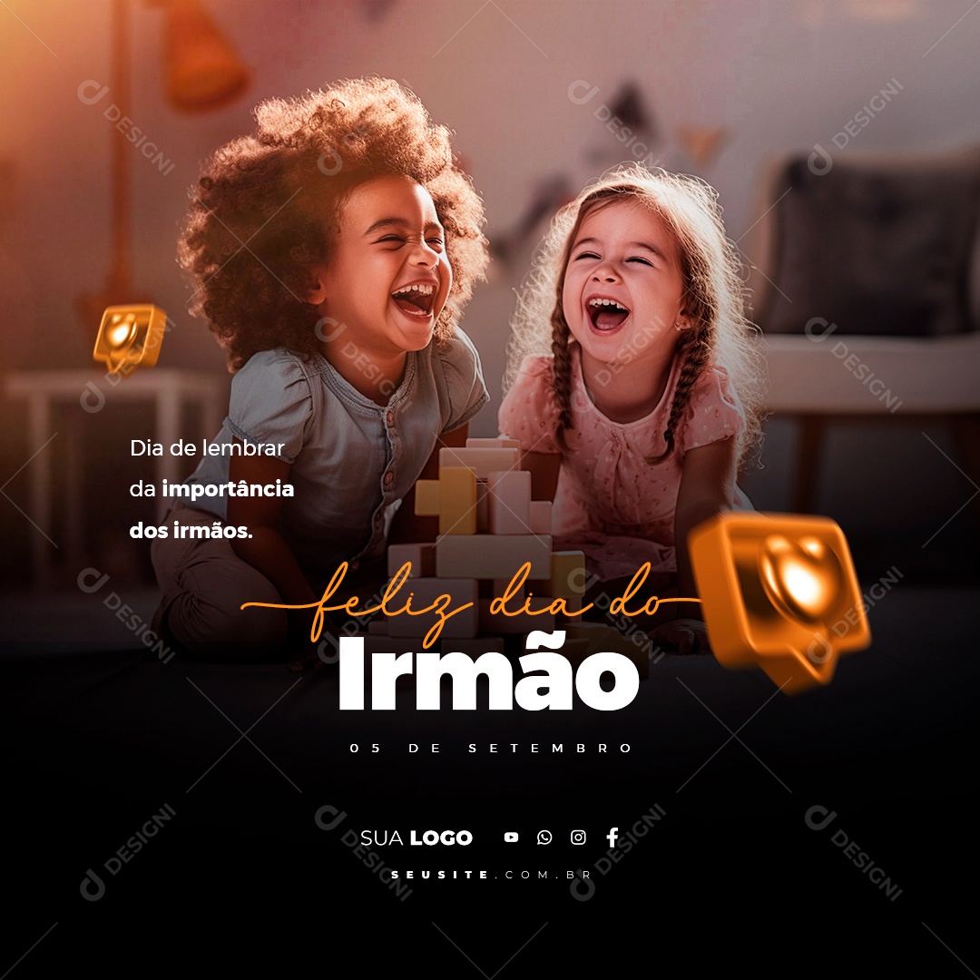 Feliz Dia do Irmão 05 De Setembro Dia de Lembrar da Importância dos Irmãos Social Media PSD Editável