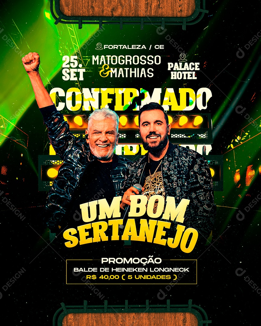 Flyer Um Bom Sertanejo Confirmado Matogrosso & Mathias Social Media PSD Editável