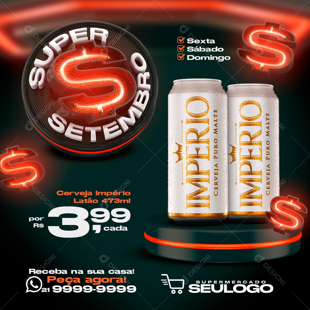 Feed Super Setembro Cerveja Império Social Media PSD Editável