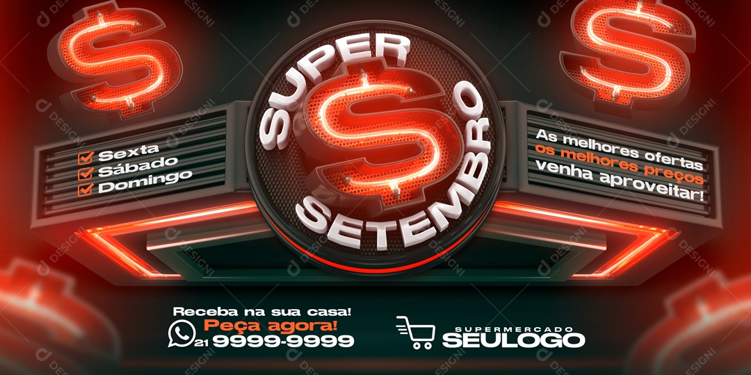 Social Media Banner Super Setembro as Melhores Ofertas PSD Editável
