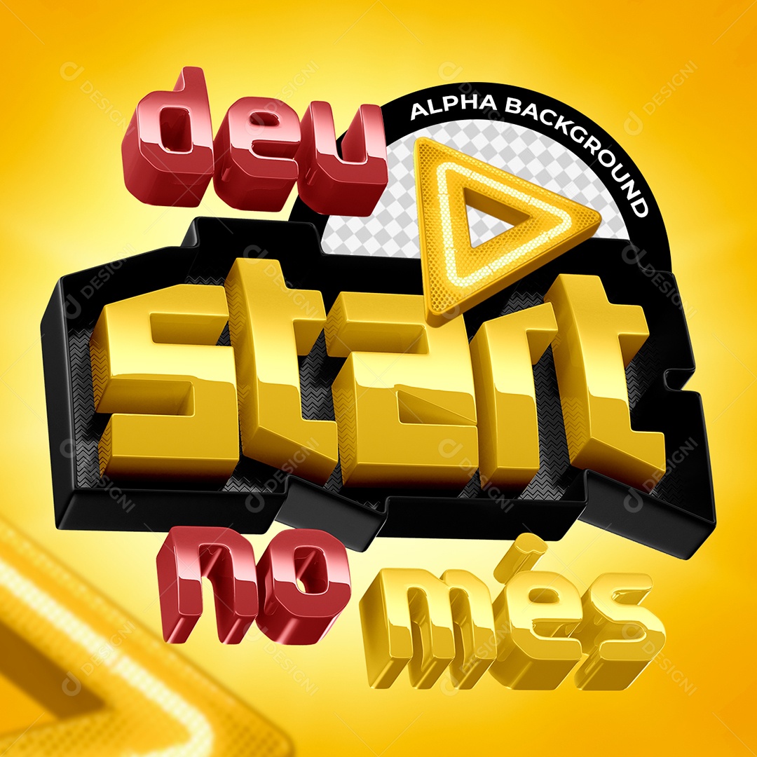 Selo 3D Deu Start no Mês para Composição PSD