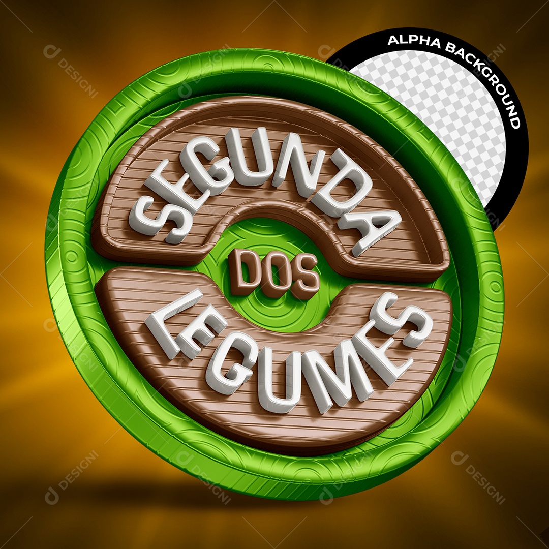 Segunda Dos Legumes Selo 3D para Composição PSD