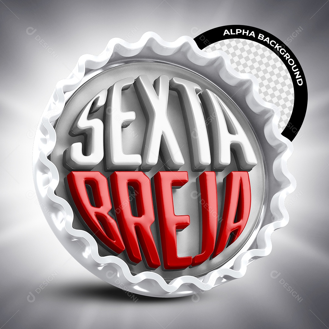 Sexta Breja Selo 3D Branco e Vermelho para Composição PSD