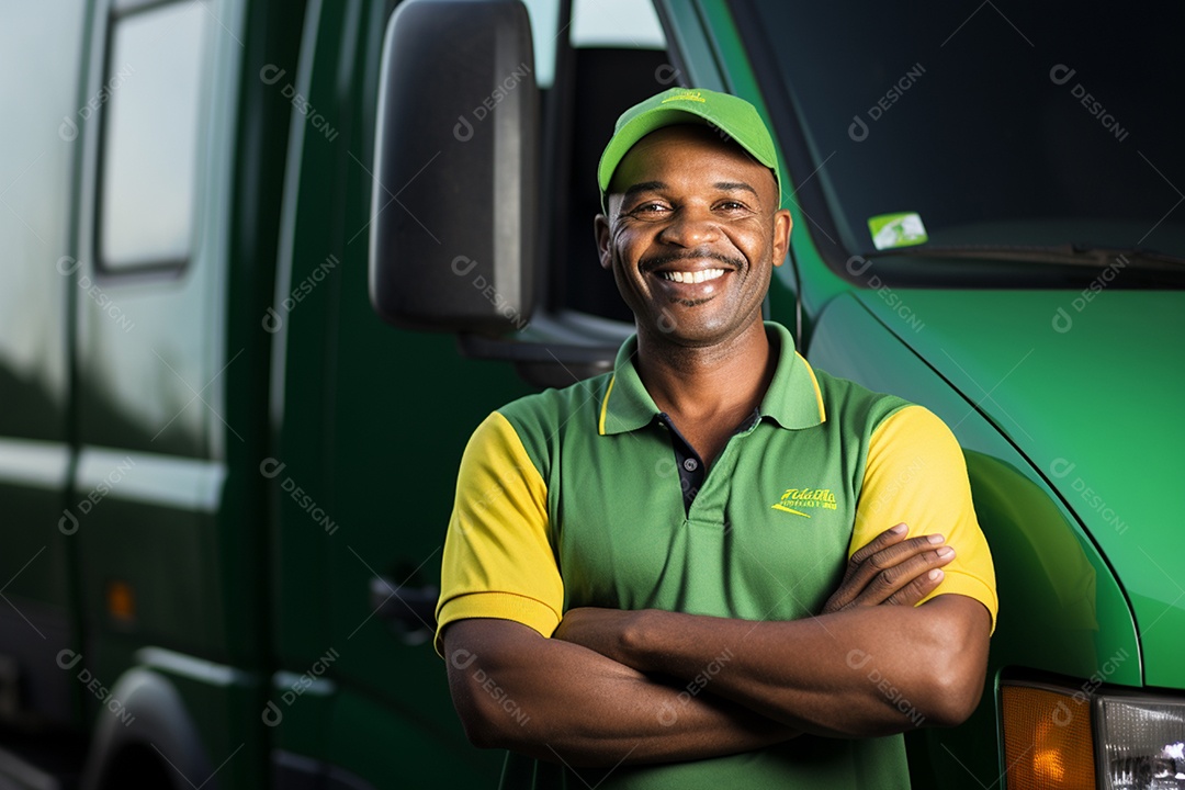 Retrato realista de caminhão sobre estrada