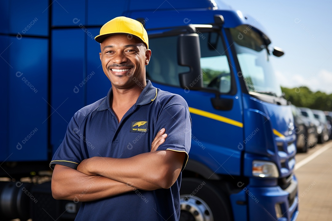 Retrato realista de caminhão sobre estrada