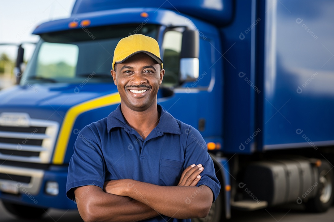 Retrato realista de homem jovem caminhoneiro
