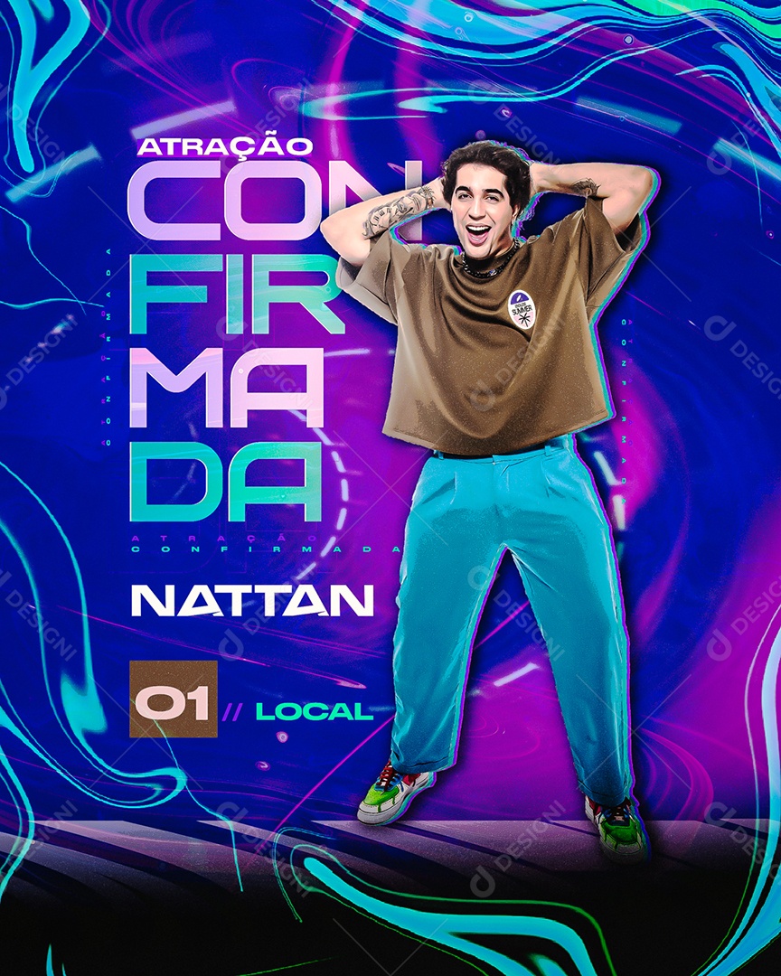 Social Media Flyer Atração Confirmada Nattan PSD Editável