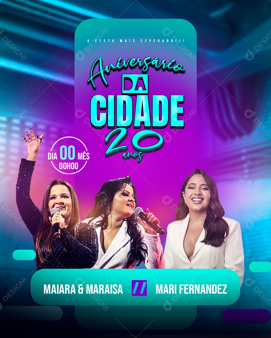 Social Media Flyer Aniversário Da Cidade 20 Anos PSD Editável