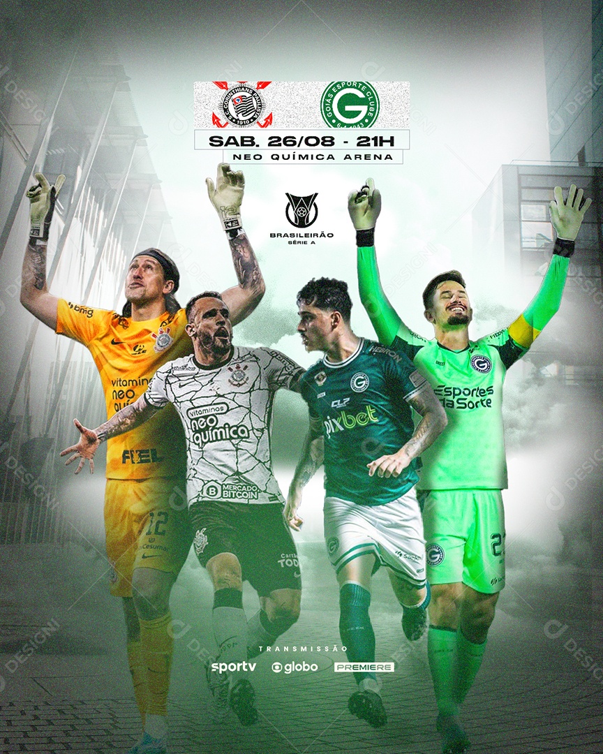 Social Media Flyer Futebol Corinthians X Goiás PSD Editável