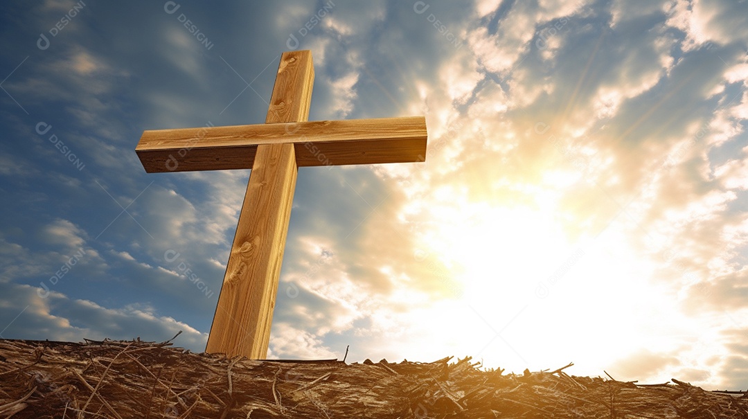 Retrato de uma silhueta de uma cruz