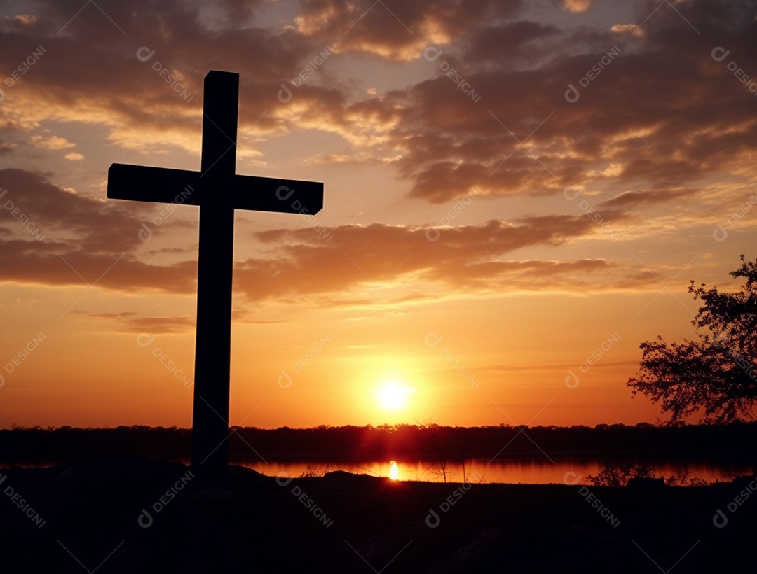 Retrato de uma silhueta de uma cruz