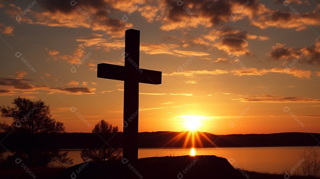 Retrato de uma silhueta de uma cruz