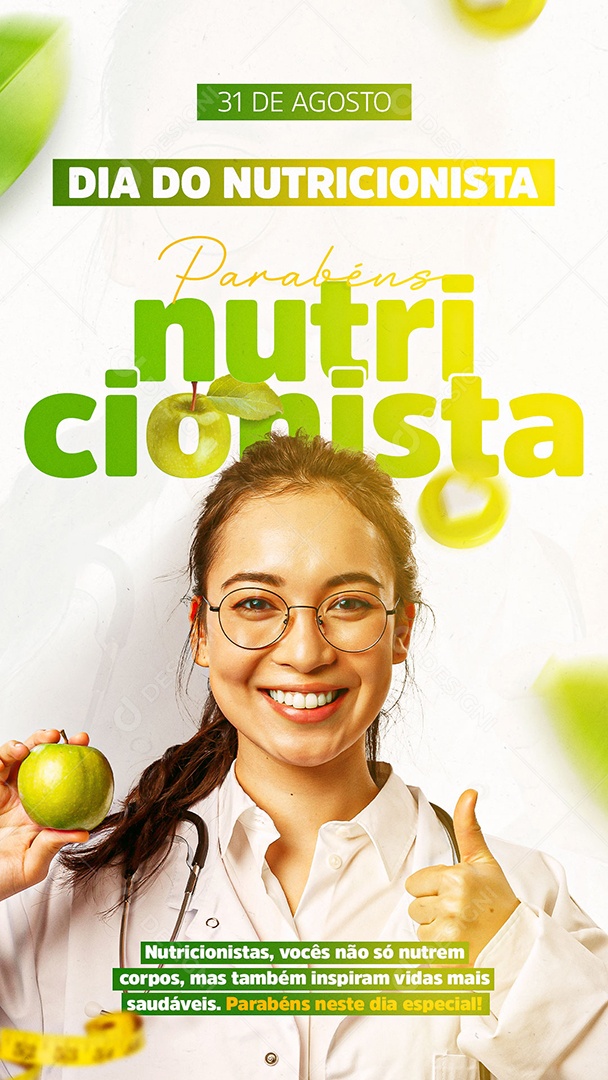 Story Parabéns Dia Do Nutricionista 31 de Agosto Social Media PSD Editável