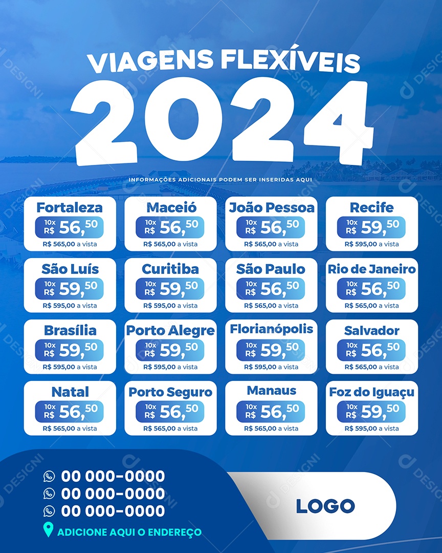 Viagens Flexíveis Agência De Viagens Social Media PSD Editável